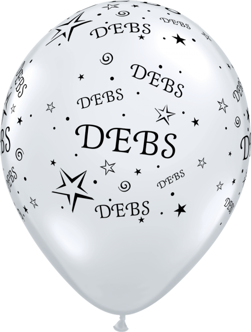 Debs - Clear Latex Balloons - Black Print 11" Round 25Ct