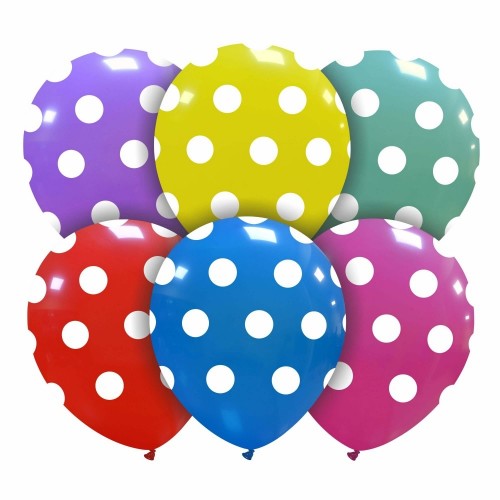 Superior 5" Assorted Colours Polka Dots  Latex 100ct
