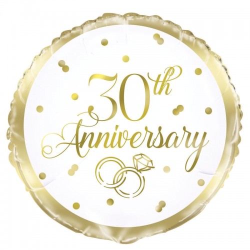 Happy 30th Gold Anniversary 18" Foil Balloon