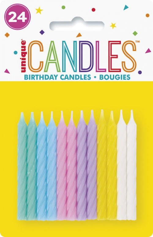 ASSORTED SPIRAL CANDLES (24ct) - Pack of 12
