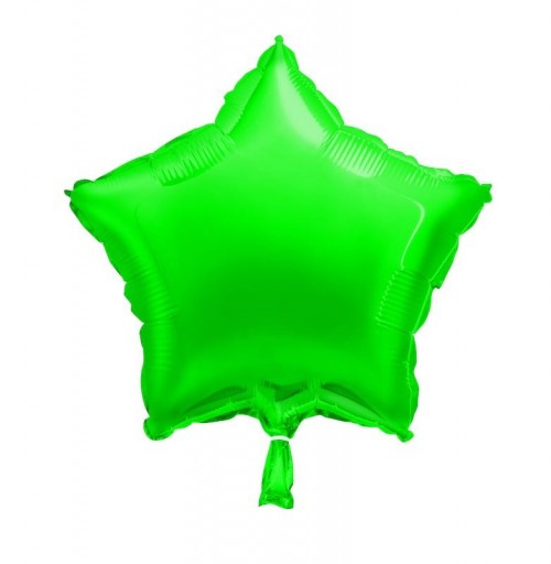 Green - Star Shape - 18" foil balloon (Pack of 12, Flat)