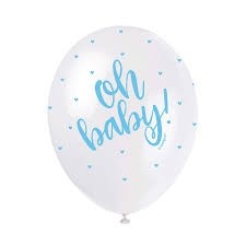 Baby Shower Pastel Assortment  5CT 12" Helium Fill Latex Balloon