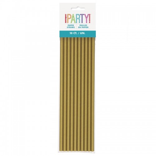 Unique Gold Paper Straws 10ct