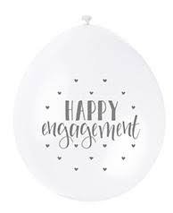 Happy Engagement  9" Latex Air Fill Balloon - Assorted Colours, Printed 1 Side - 10ct.