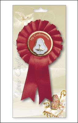 Confirmation - Red Rosette Pearl Medal Pack Of 6