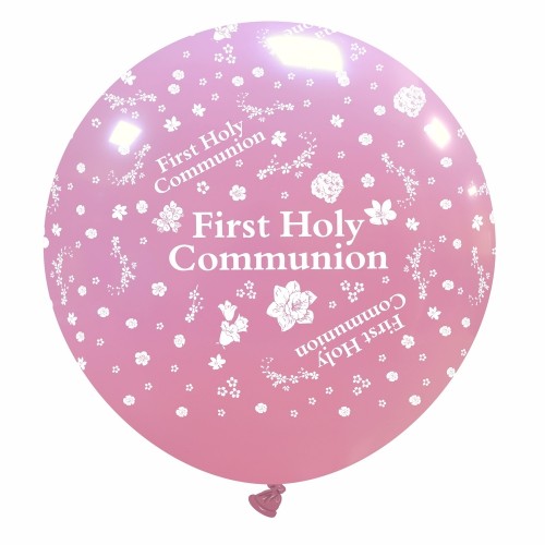 First Holy Communion 32" Pink Giant Latex Balloon