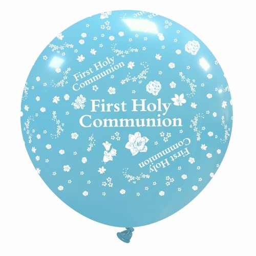 First Holy Communion 32" Sky Blue Giant Latex Balloon