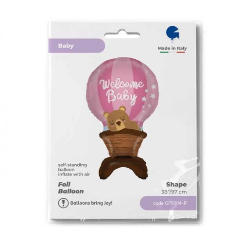 Welcome Baby Girl Stand up 38" Foil Balloon (Air Fill)