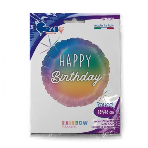 Happy B-Day Colourful Rainbow  18" Foil Balloon