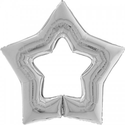 Silver Star Shaped Linkable 48" GRABO Foil Balloon (Unpackaged)