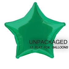 Green - Star Shape - 20" foil balloon (Pack of 12, Flat)