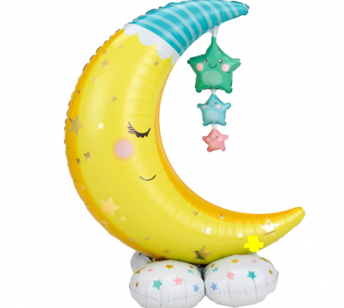 Moon & Stars Stand up Foil Balloon (unpackaged)