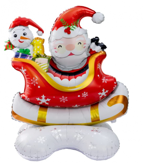 Christmas Santa Sleigh Stand Up Foil Balloon (unpackaged)