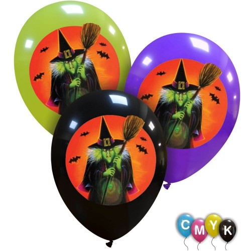 Halloween Witch 12" Latex Balloons 25Ct Full Colour Printed 1 Side