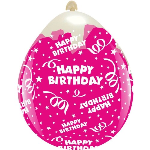 Happy Birthday Clear 18" Stuffing Balloon 10Ct