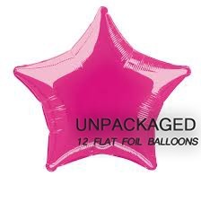Hot Pink - Star Shape - 20" foil balloon (Pack of 12, Flat)