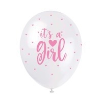 Its A Girl Pink Assortment  5CT 12" Helium Fill Latex Balloon
