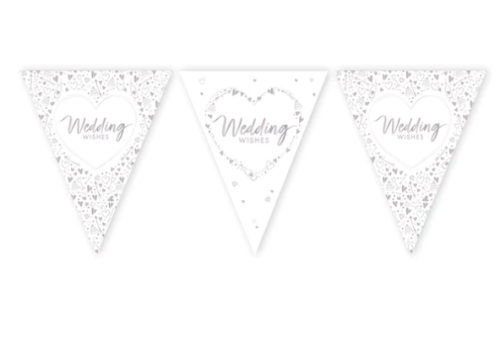 Wedding Wishes Paper Flag Banner Bunting Foil Stamped