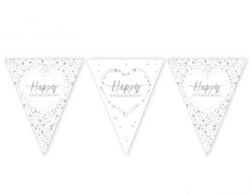 Happy Engagement Paper Flag Banner Bunting Foil Stamped