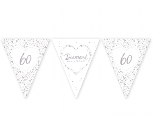 Diamond Anniversary Paper Flag Banner Bunting Foil Stamped