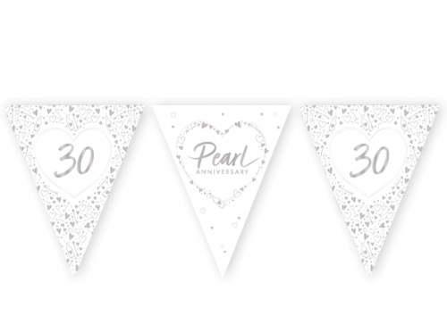 Pearl Anniversary Paper Flag Banner Bunting Foil Stamped
