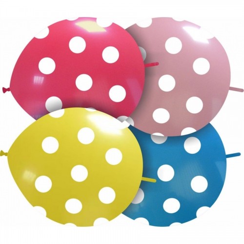 Polka Dots 12" Latex Linking Balloons 25ct