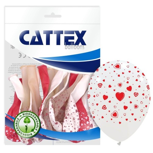 Loving Hearts Assorted 12" Cattex Latex Balloons 20CT