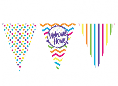 Chevron Stripe Welcome Home Paper Flag Banner Bunting