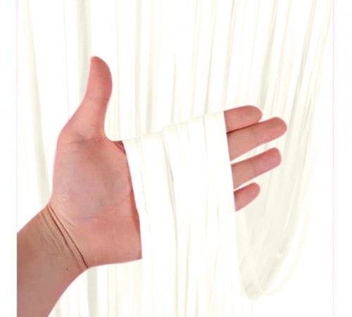 Macaroon Foil Fringe Curtain Pastel White
