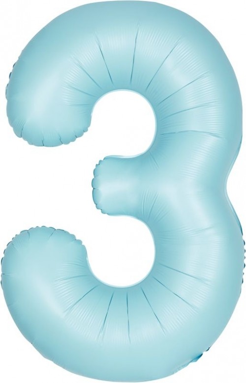 34" Matte Blue Number 3 Foil Balloon
