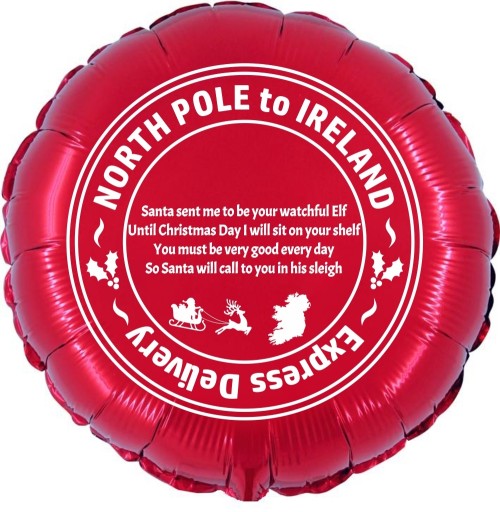 North Pole to Ireland 18" Christmas Foil Balloon UNPACKAGED (Printed 2 Sides)
