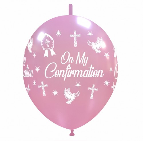 Crozier 12" Pink 'On My Confirmation' Linking 50ct Latex