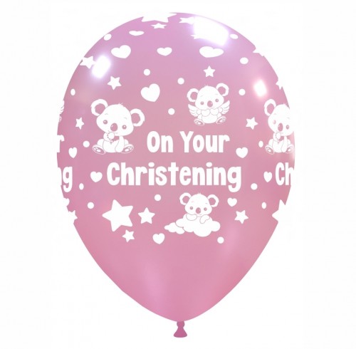 Baby Koala 12" 'On Your Christening' Pink 25ct Latex