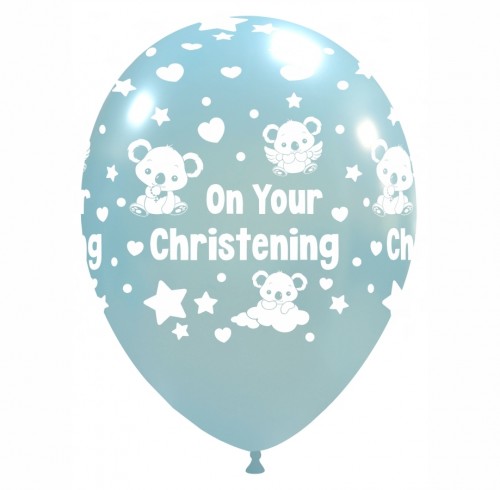 Baby Koala 12" 'On Your Christening' Sky Blue 25ct Latex