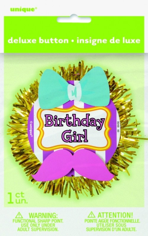 Deluxe Button Badge Birthday Girl 3D