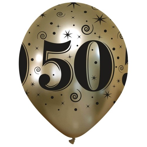 50th Anniversary Chromium Pro Gold Latex Balloons 25Ct