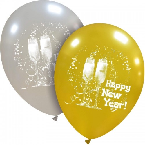 Superior 12" Happy New Year Gold and Silver latex 25ct