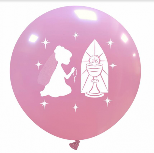 32" Communion Girl Pink Latex Balloon