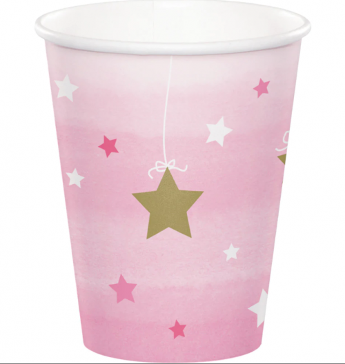 One Little Star Girl 1st Birthday Paper Cups 8ct