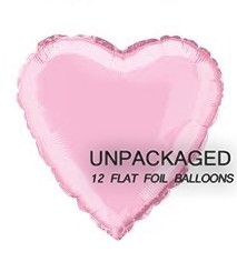 Pastel Pink - Heart Shape - 18" foil balloon (Pack of 12, Flat)