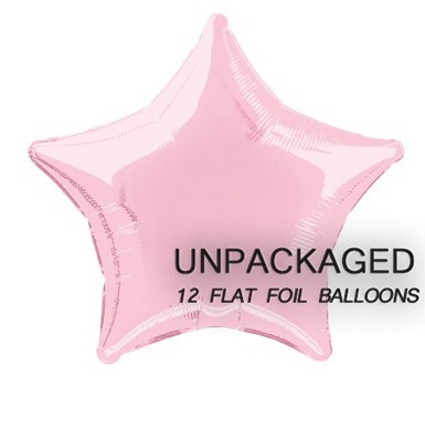 Pastel Pink - Star Shape - 20" foil balloon (Pack of 12, Flat)