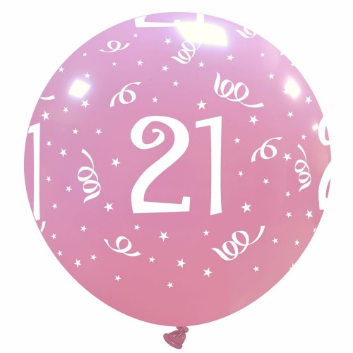 32" Pink 21 Latex Balloon 1Ct