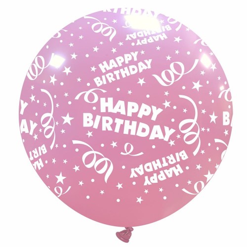 32" Pink Happy Birthday Latex Balloon 1Ct
