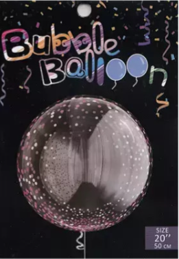 Pink Confetti 20" Bubble Balloon (Single Package)