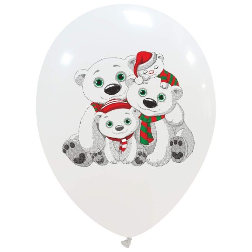 Polar Bears 12" Latex Balloons 25Ct (Printed 1 Side)