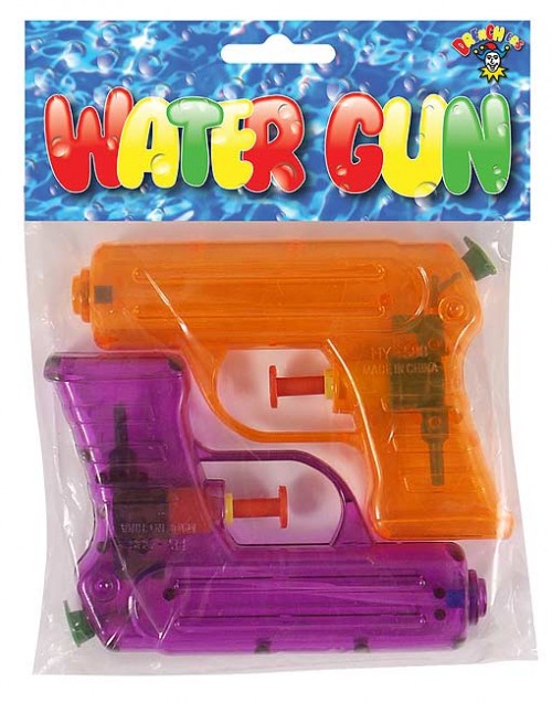 Water Gun 11cm - 2 Pack. 6 Astd Neon Cols