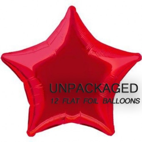 Red - Star Shape - 20" foil balloon (Pack of 12, Flat)