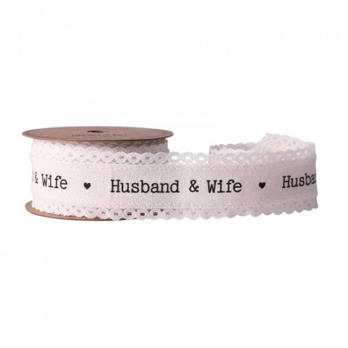 Husband & Wife Linen Ribbon 40mm x 5yds