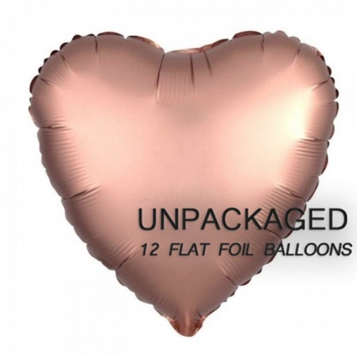 Rose Gold - Heart Shape - 18" foil balloon (Pack of 12, Flat)