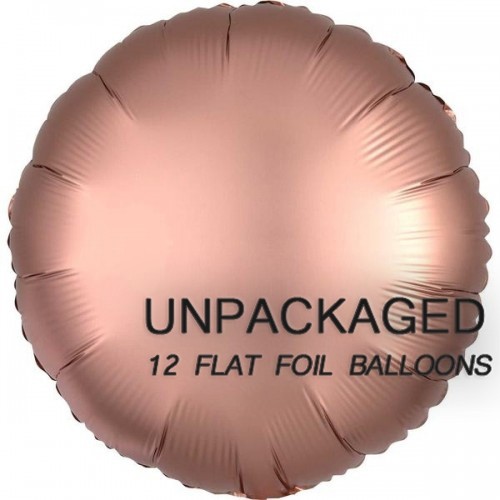 Rose Gold - Round Shape - 18" foil balloon (Pack of 12, Flat)